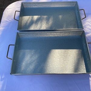 Galvanized serving tray set of 2